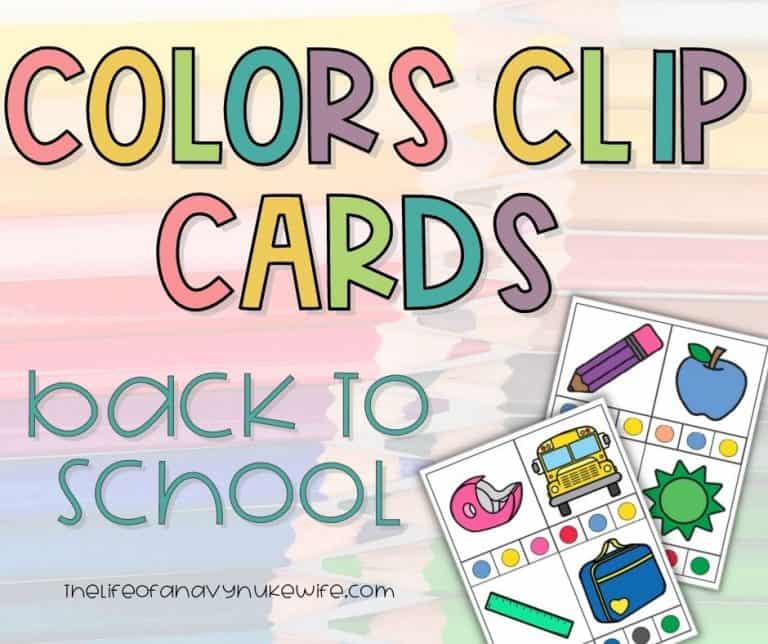 Its Back to School Time with Colorful Clip Cards for Preschoolers