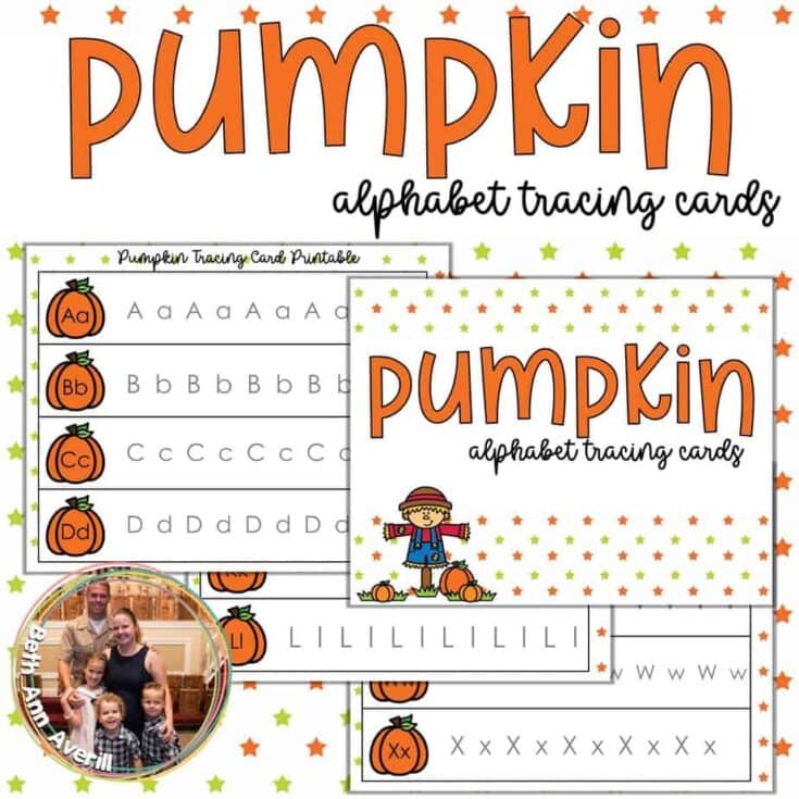 Image for Pumpkin Alphabet Tracing Cards for Preschoolers
