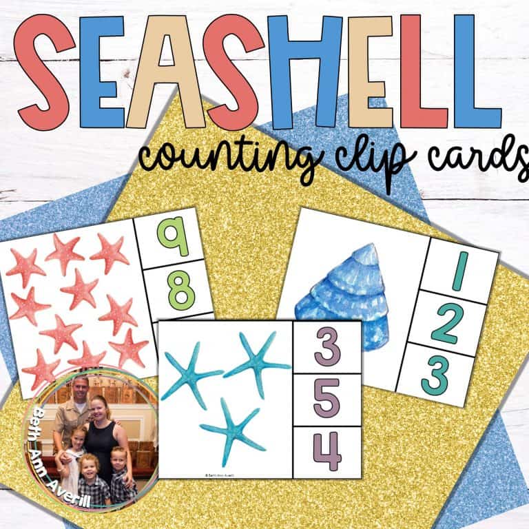 Sea Shell Counting Clip Cards Printable