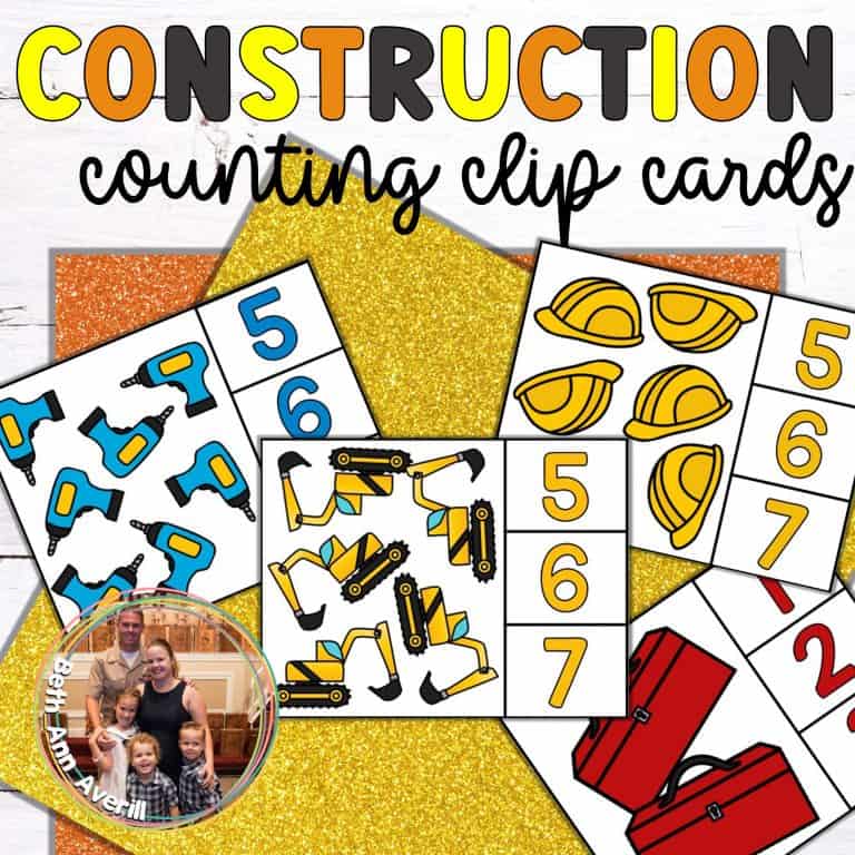 Construction Themed Count and Clip Cards