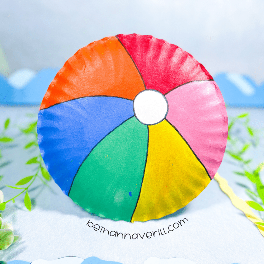 Finished beach ball paper plate craft