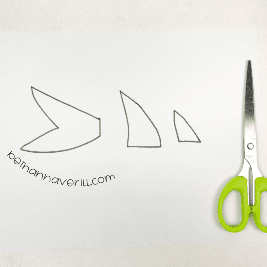 Shark fin template pieces cut out