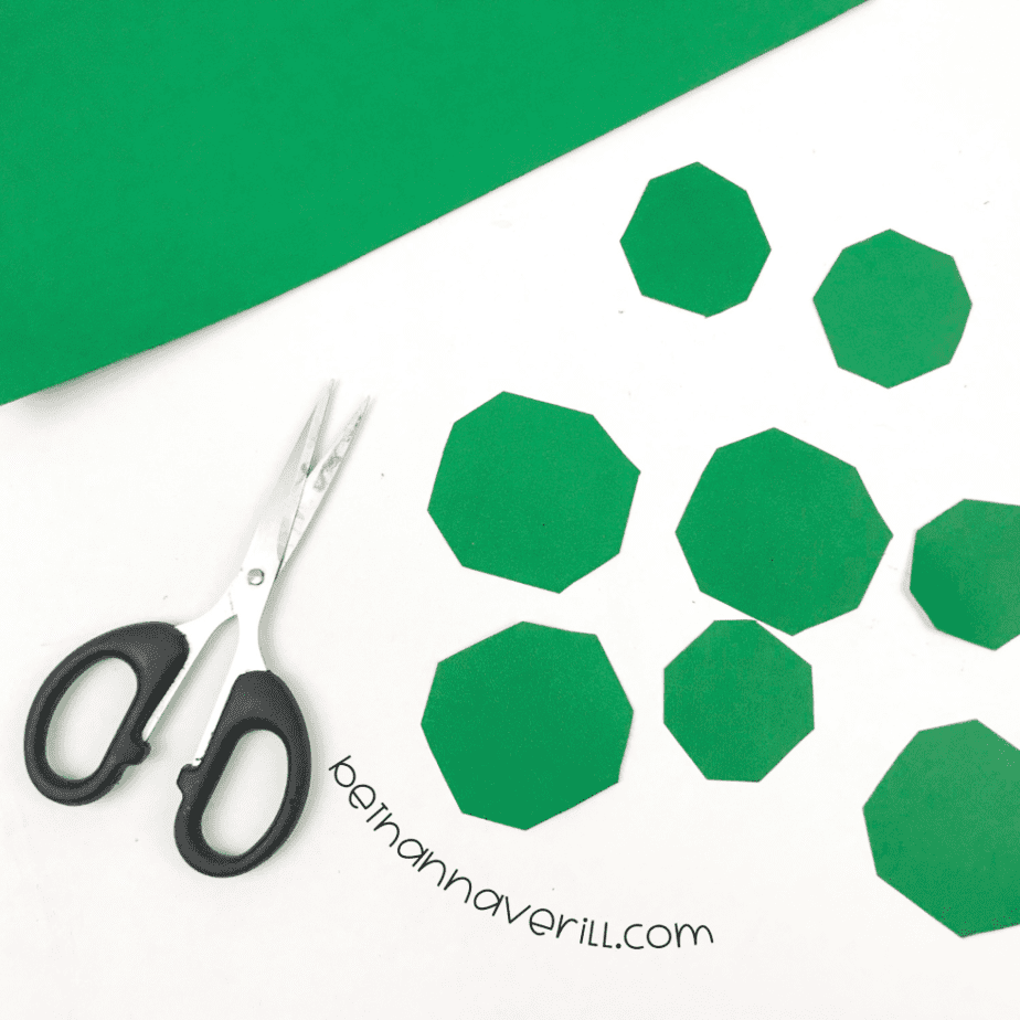 Dark green octagon shell spots cut out