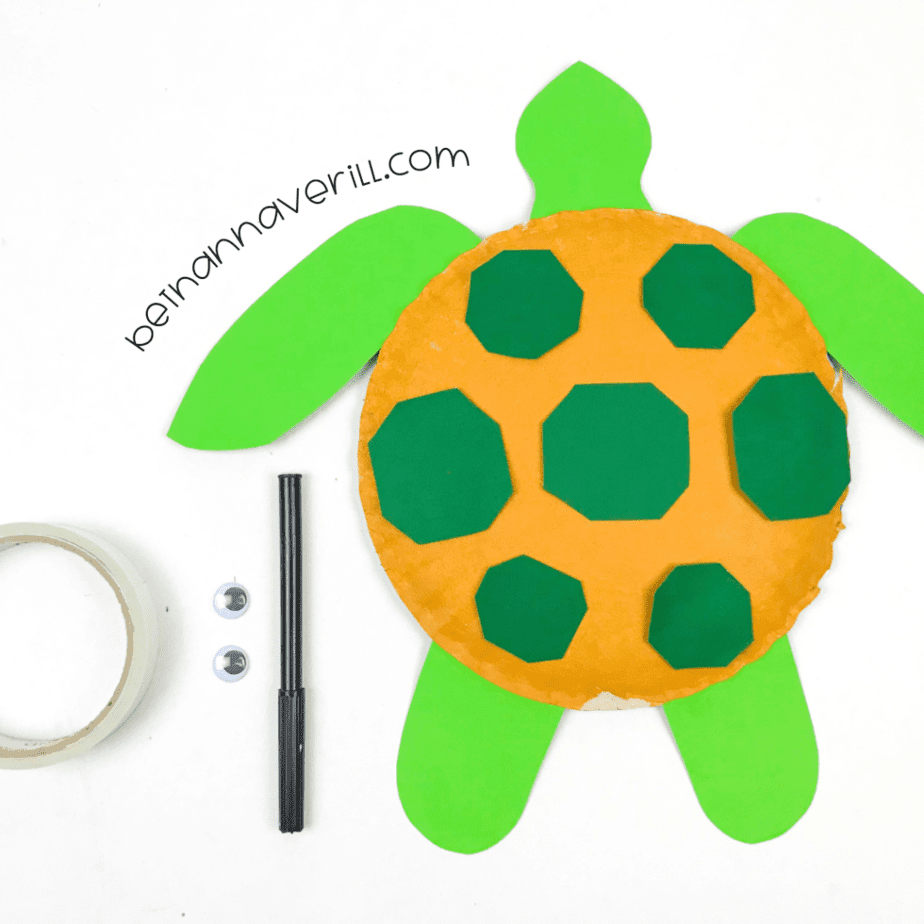 Googly eyes added to the turtle head