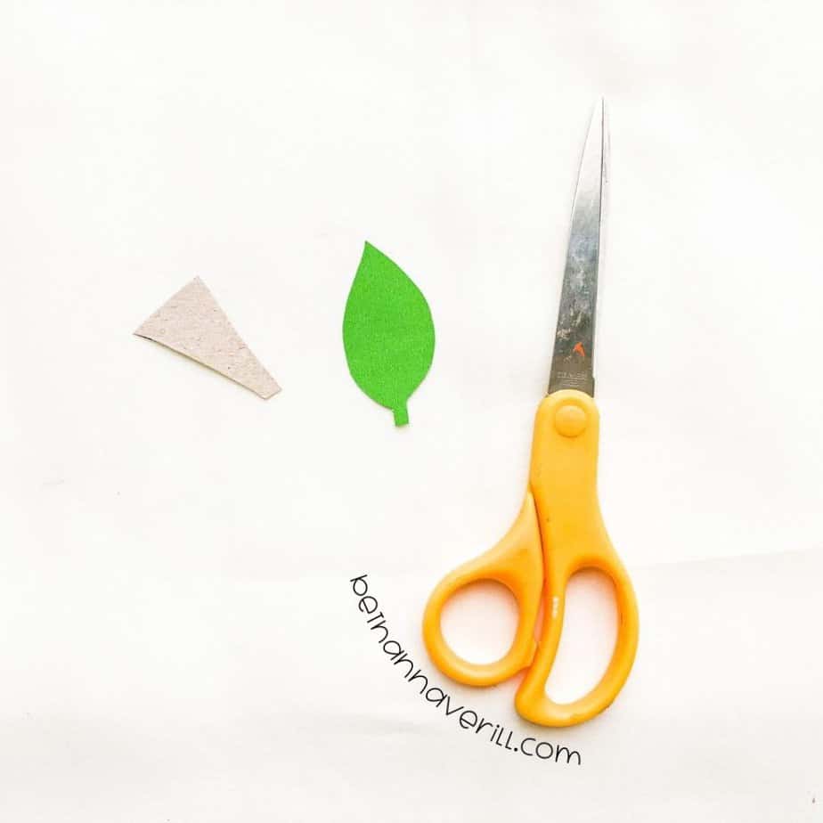 Green paper leaf and paper plate stem cut out