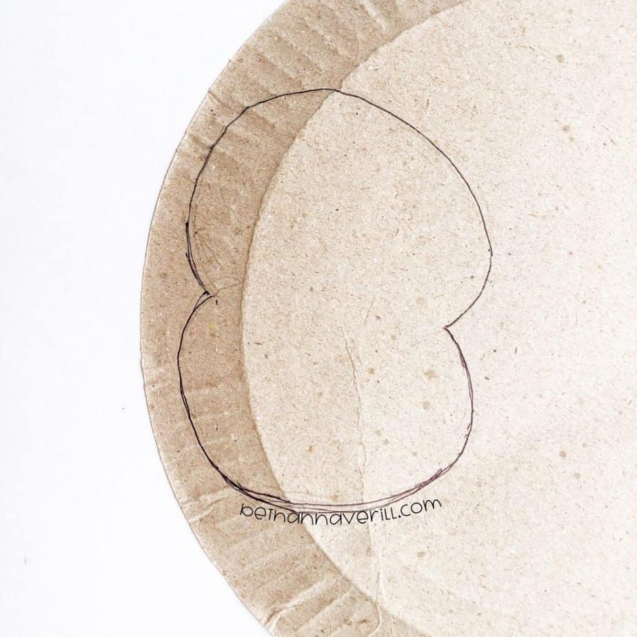 Apple shape traced on a paper plate