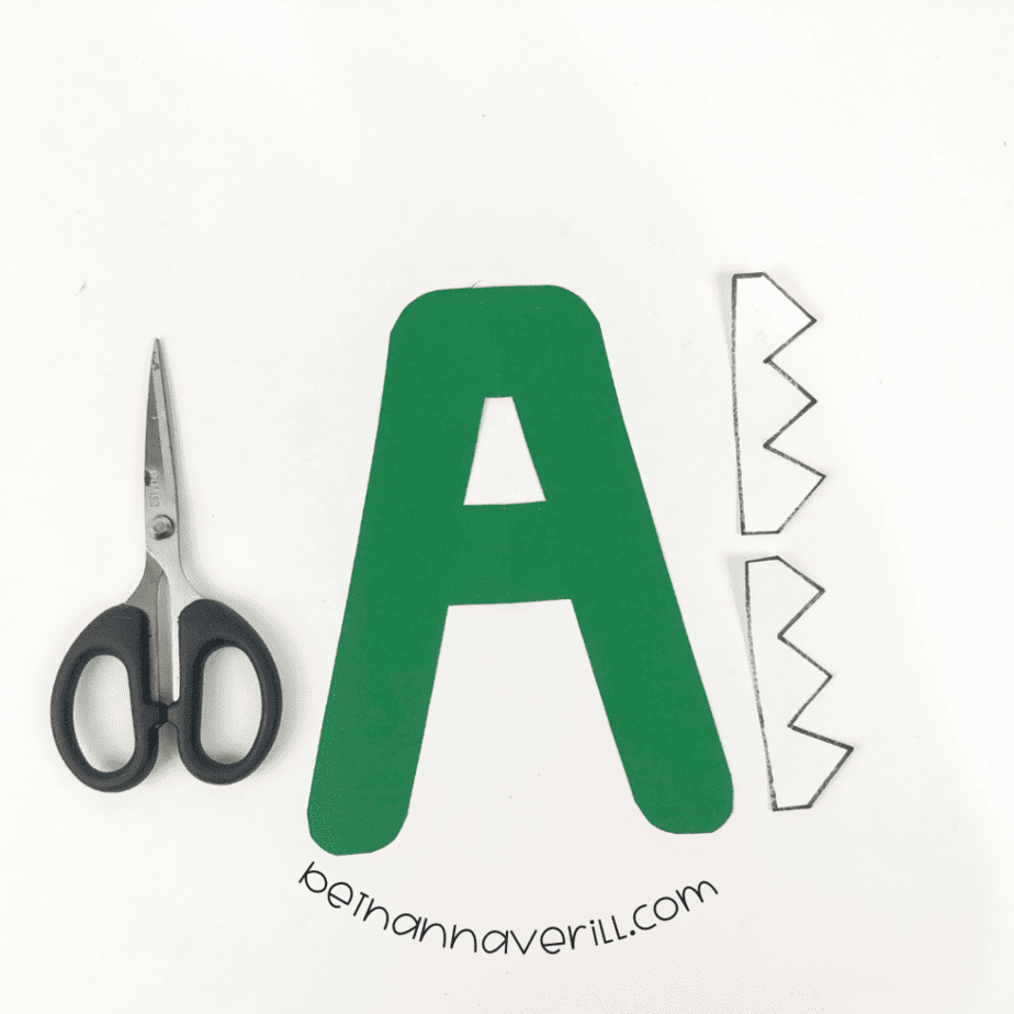 Green letter A alligator cut out