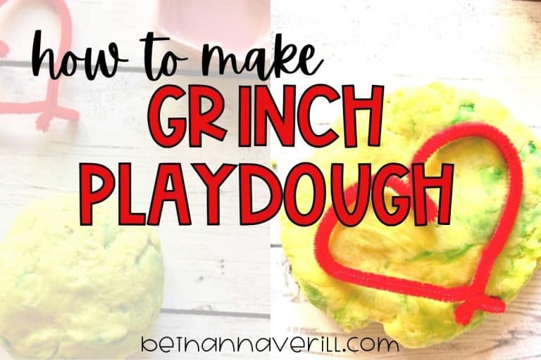 Grinch Themed Play Dough for Preschoolers