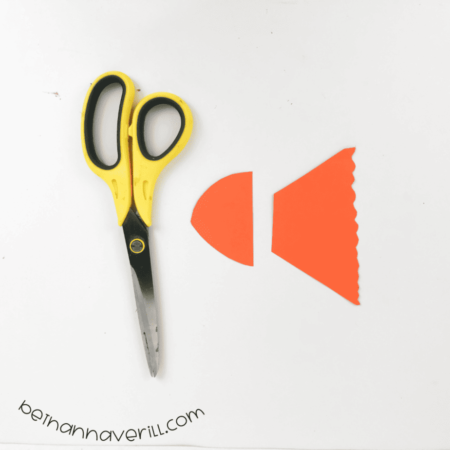 Orange tail fin pieces cut from construction paper