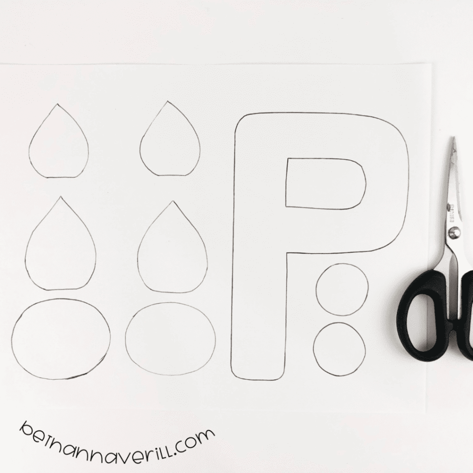 The P is for Pig template pieces cut out with scissors