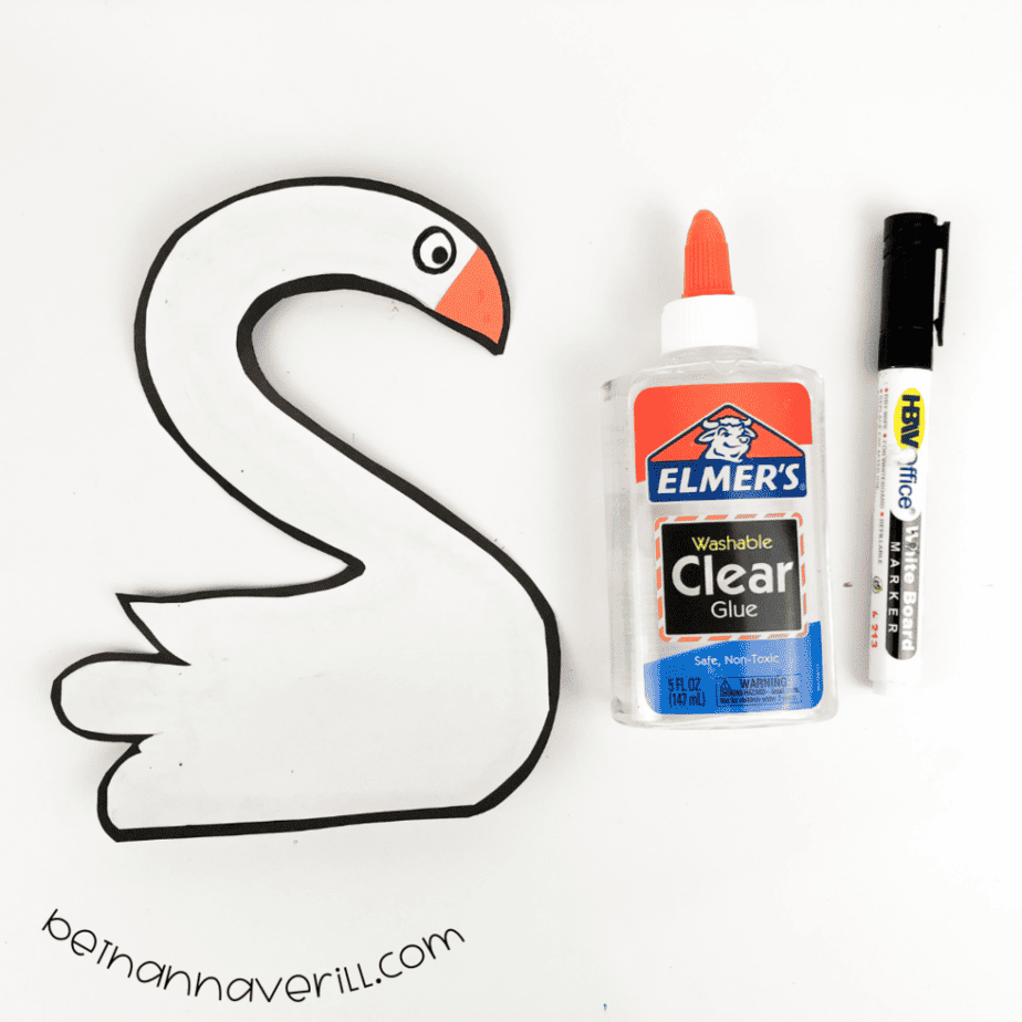 Swan S with orange bill and eye