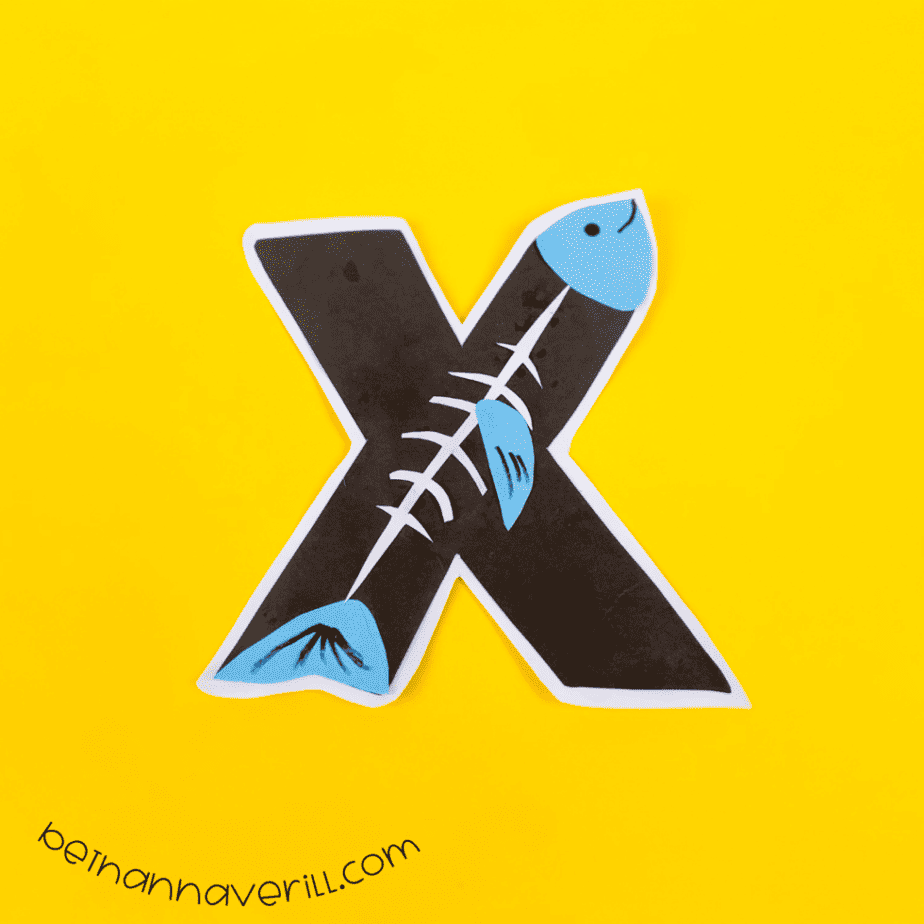 Finished letter X is for X-Ray Fish craft