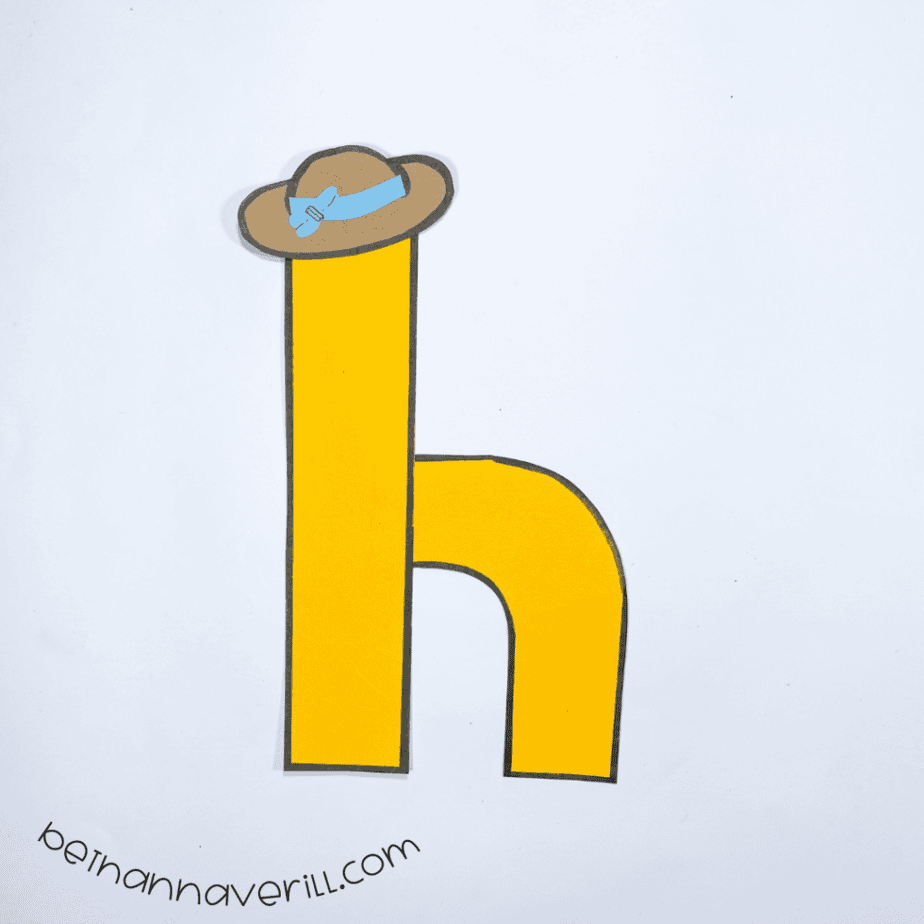 Finished lowercase h is for Hat letter craft