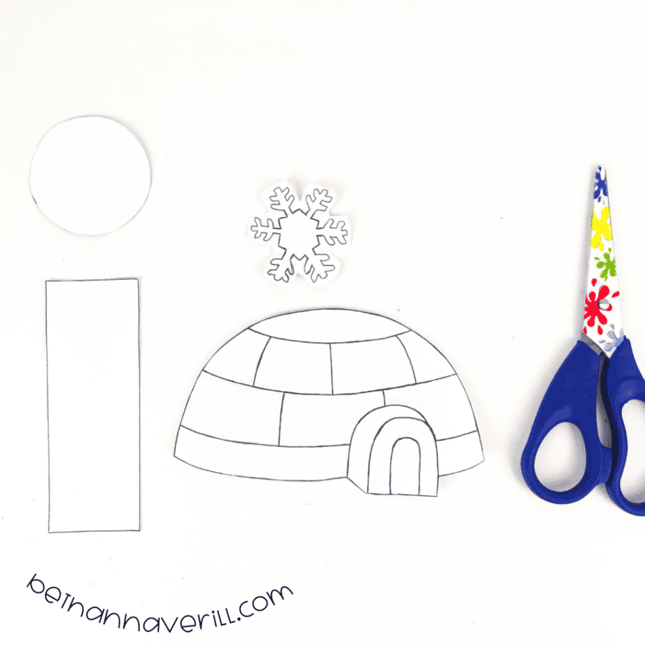 Supplies and the cut-out i is for Igloo template pieces
