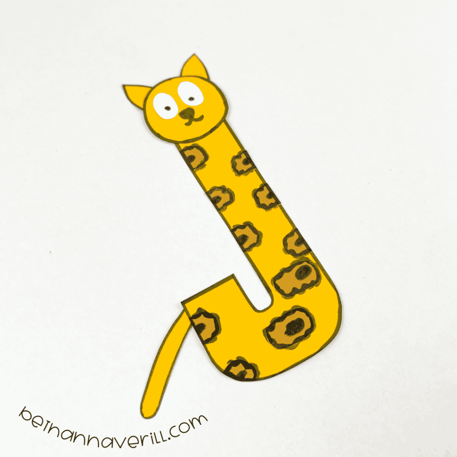 Finished lowercase j is for Jaguar letter craft
