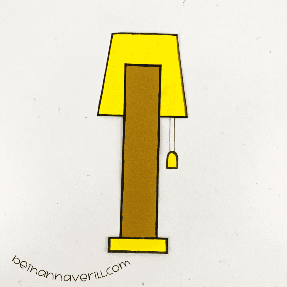 Finished lowercase l is for Lamp letter craft