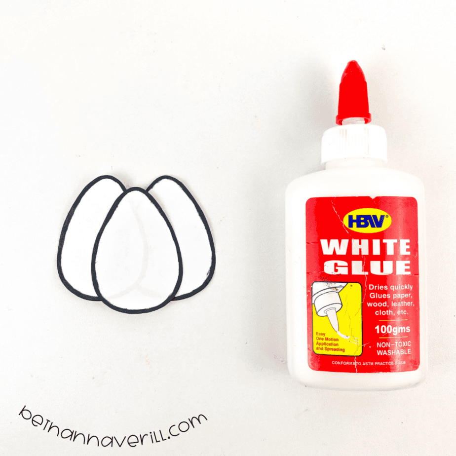 White paper eggs glued together