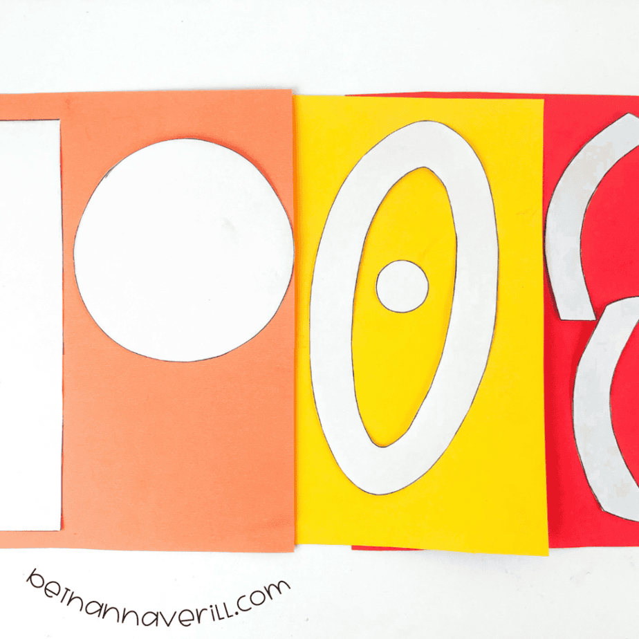 The p is for Planet shapes cut from orange, red and yellow construction paper