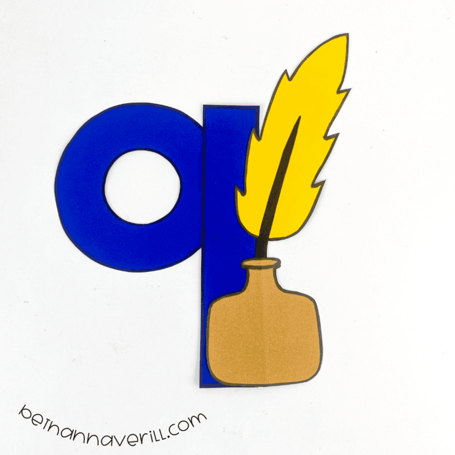 Finished lowercase q is for Quill letter craft