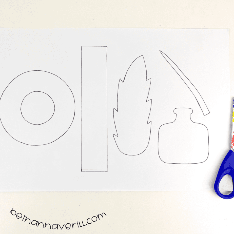 Supplies and the cut-out q is for Quill template pieces