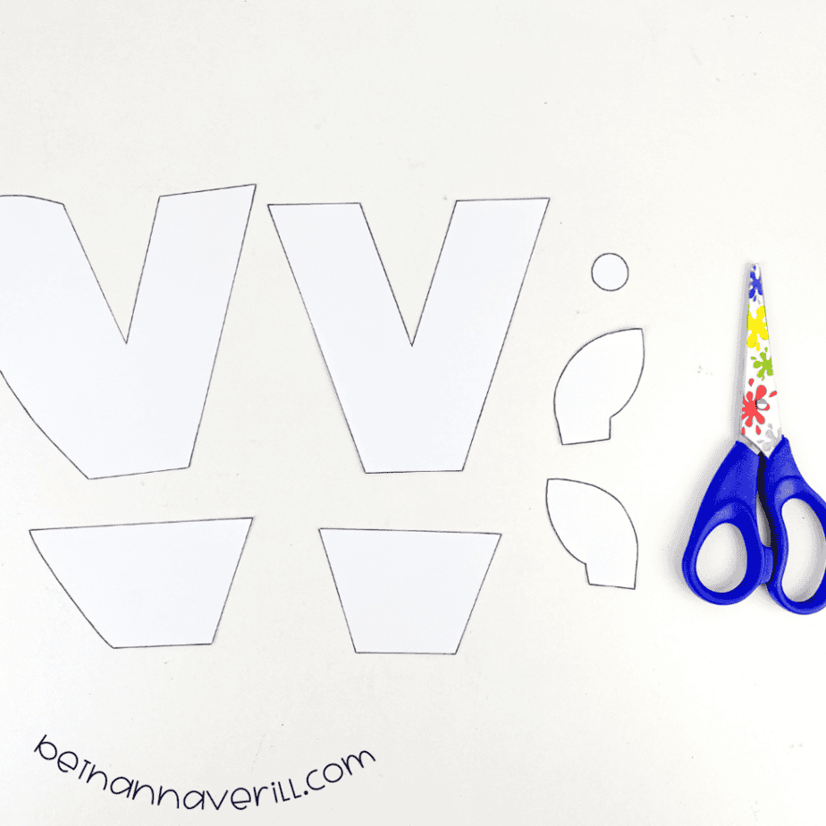 Supplies and the cut-out w is for Whale template pieces