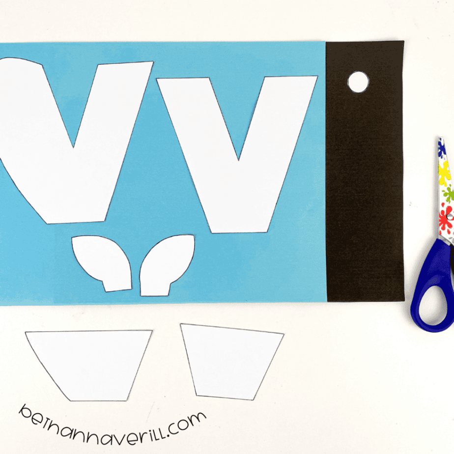 The w is for Whale shapes cut from blue and black construction paper