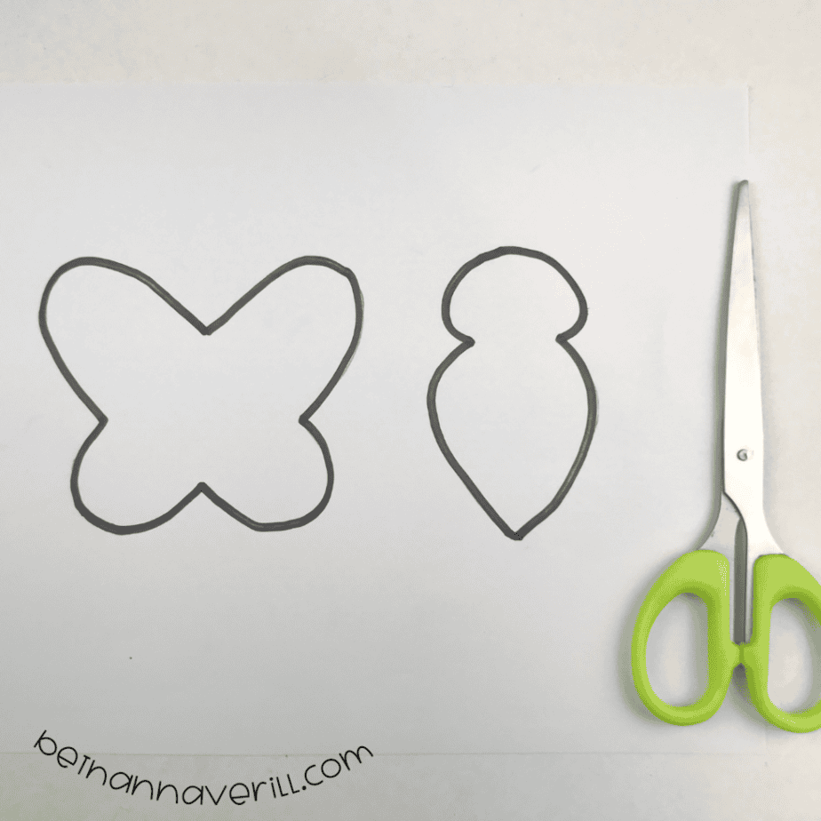 Bee wing and body template traced and cut out