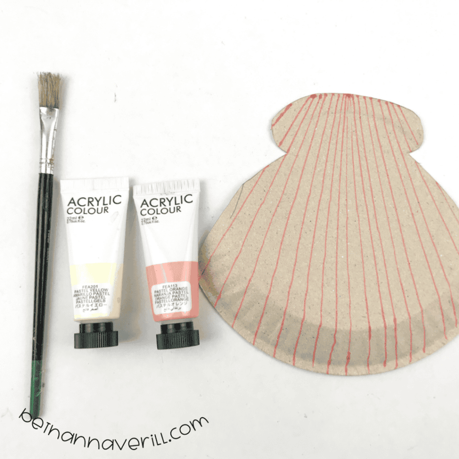 Paper plate clam shell with ridge lines drawn on