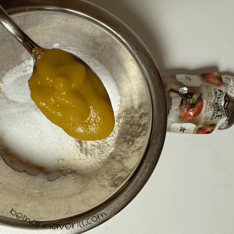 Spoonful of applesauce added to the flour and salt