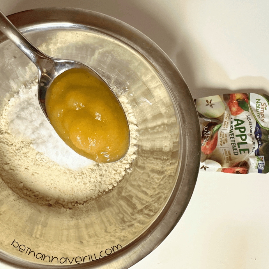 Spoonful of applesauce added to the flour and salt