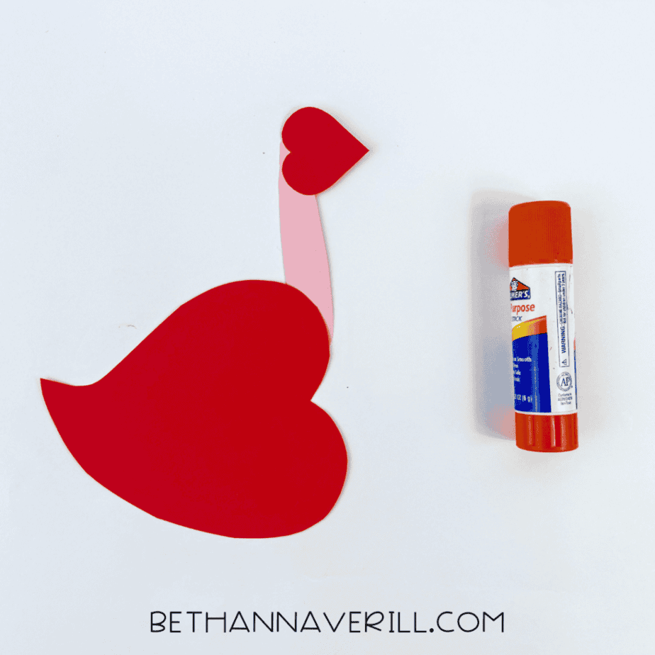 Red heart body with pink neck and heart head