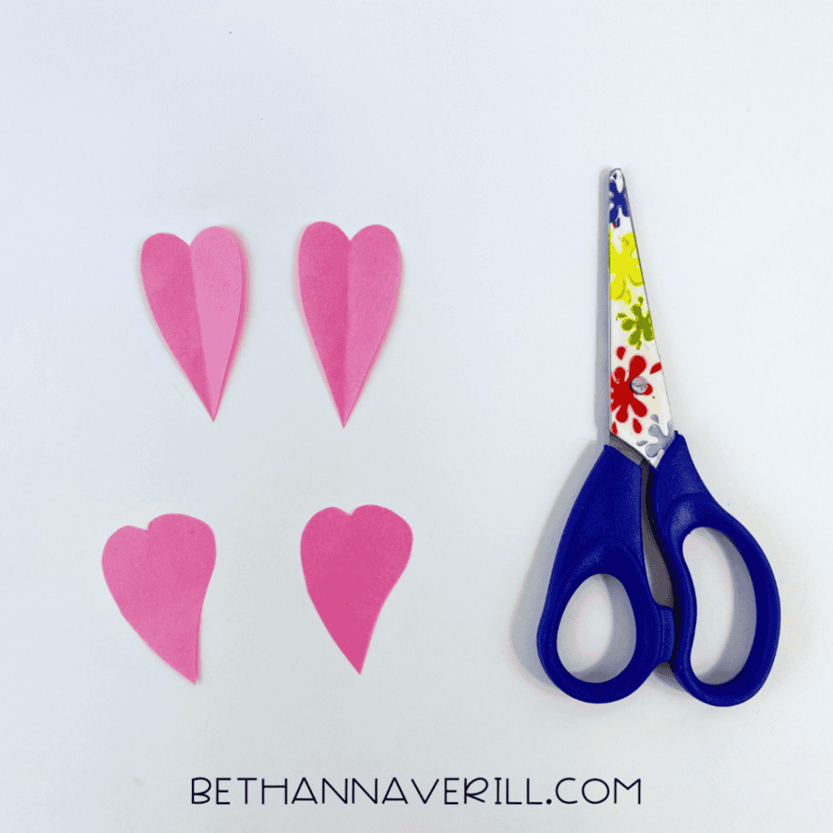 Pink paper heart feathers