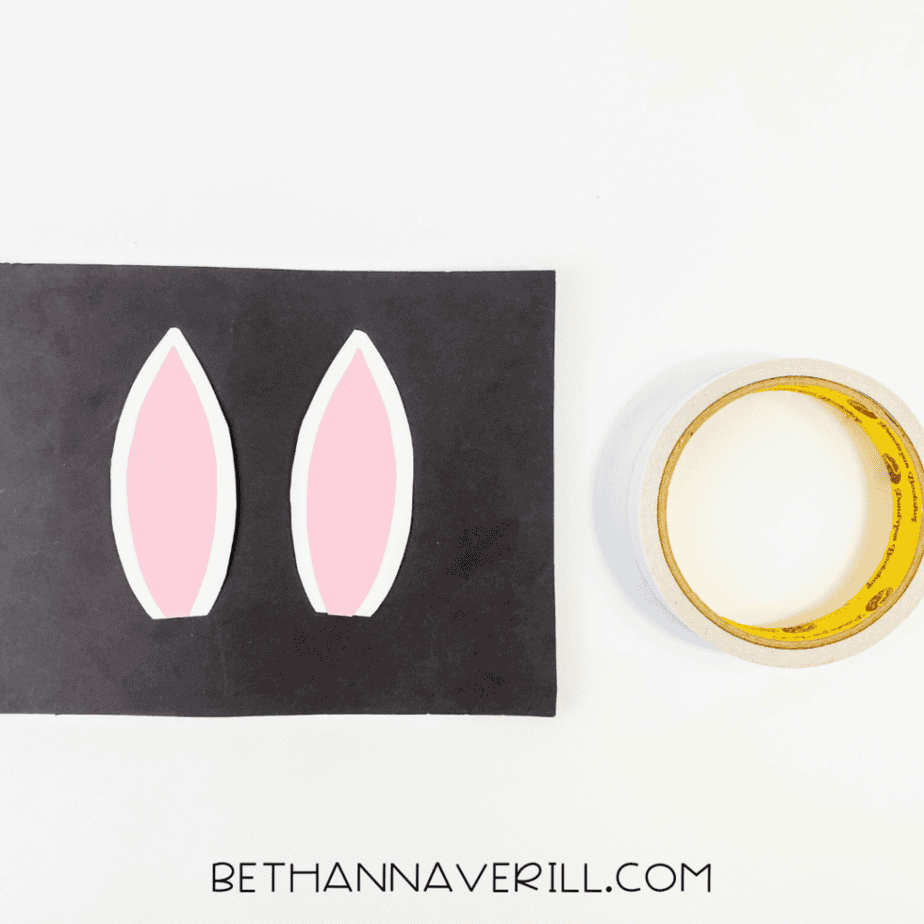 Pink inner ears glued onto white bunny ears