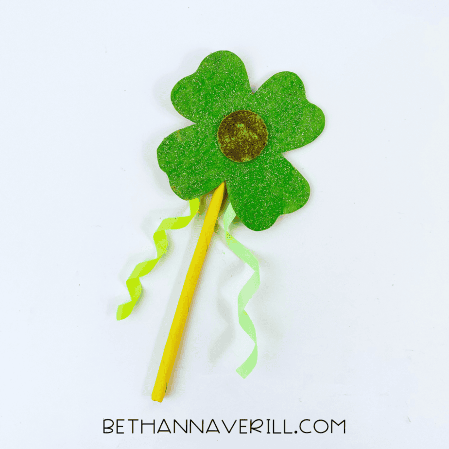 Finished St. Patrick’s Day shamrock wand