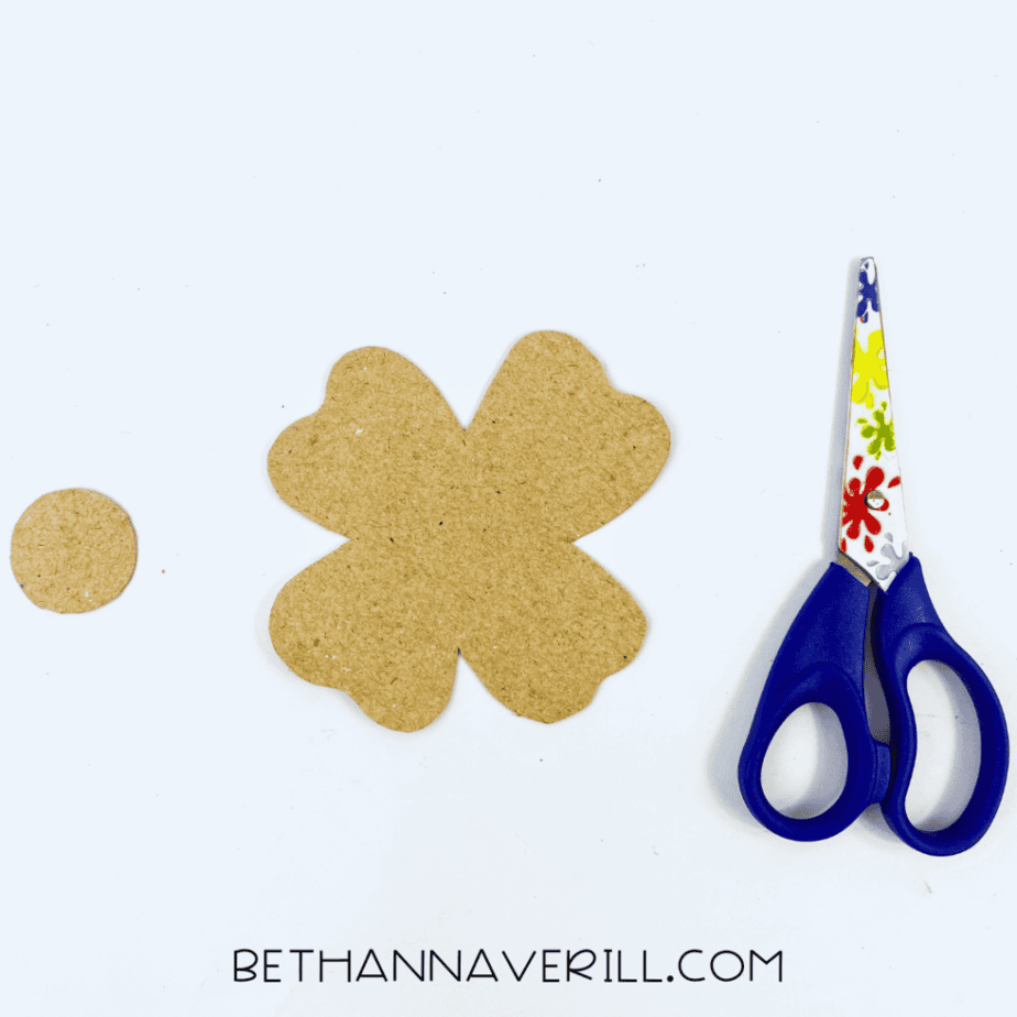Shamrock and circle cut from a paper plate