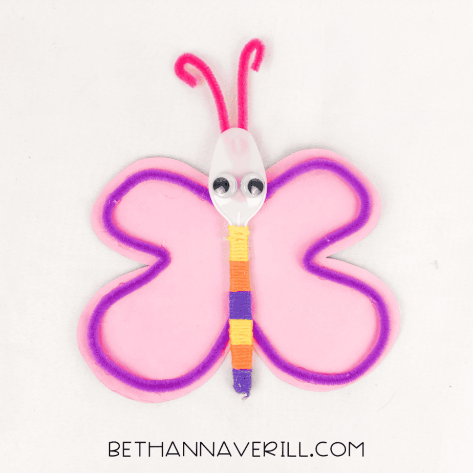 Finished plastic spoon butterfly craft