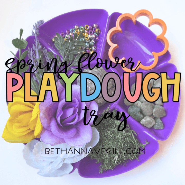 spring flower playdough tray