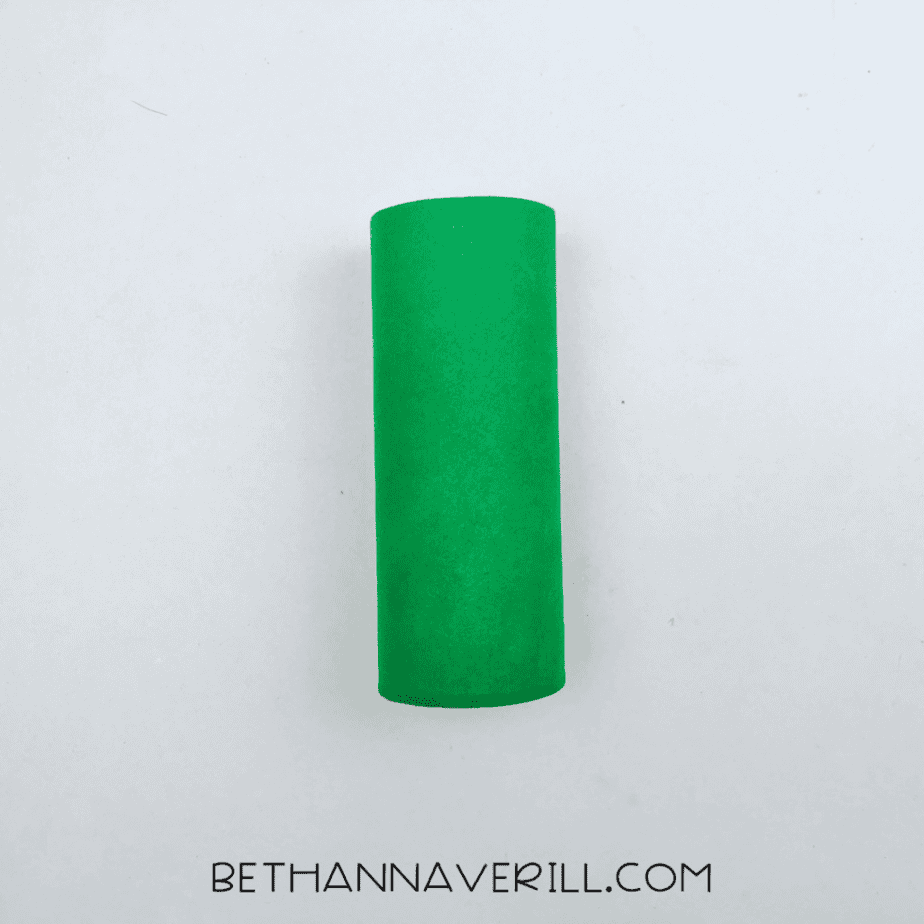 Toilet paper roll wrapped in green paper