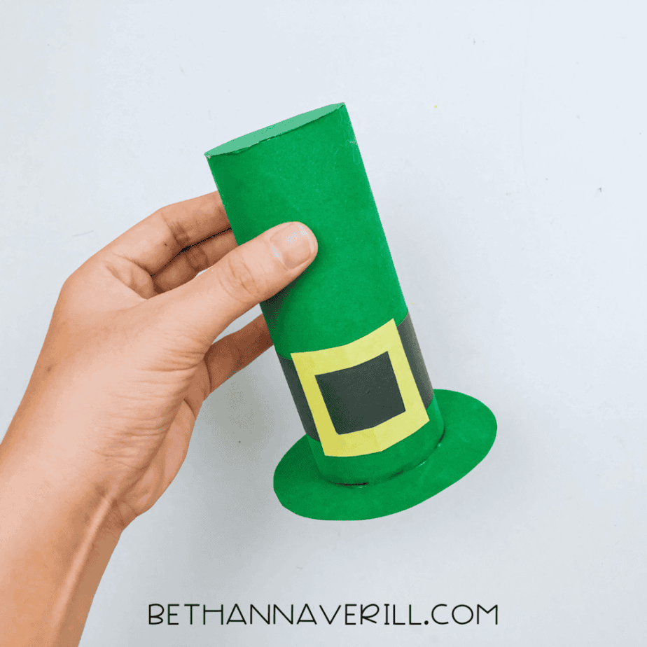 Finished toilet paper roll leprechaun hat
