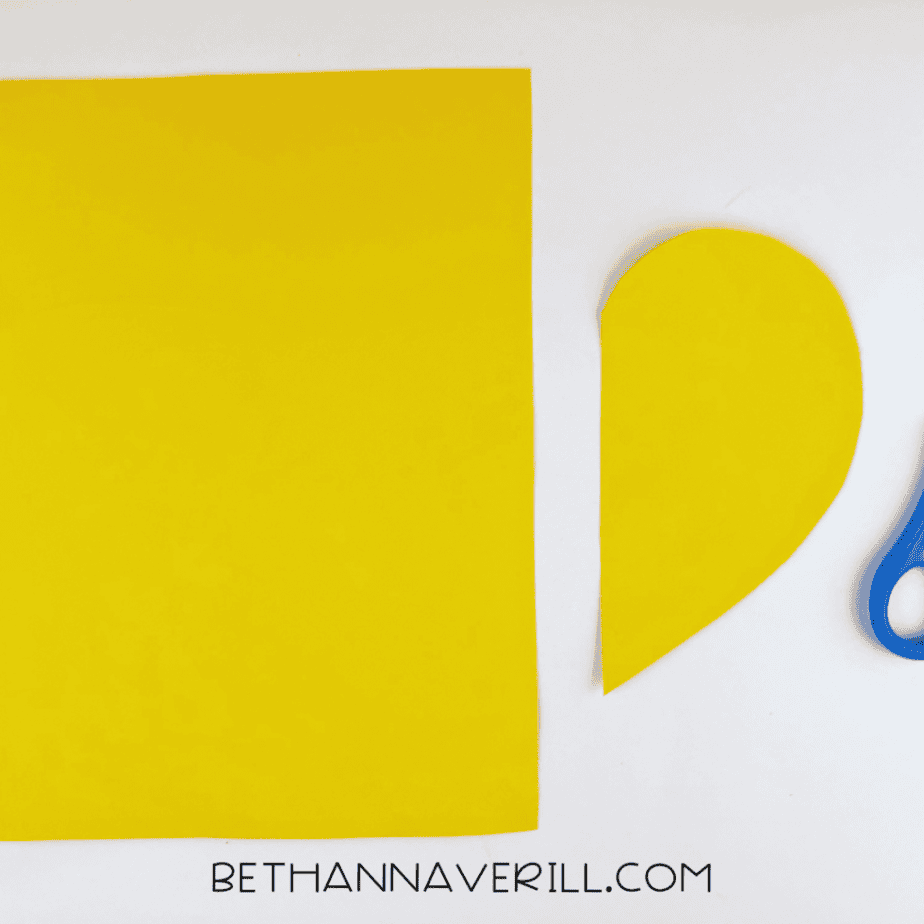 Yellow paper half heart for the bee body