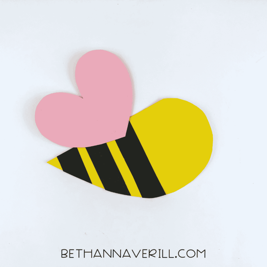 Pink heart wing added to the bee