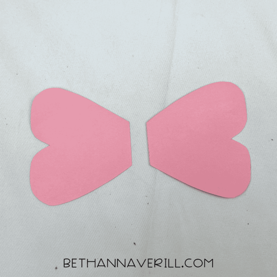 Pink paper wings cut out