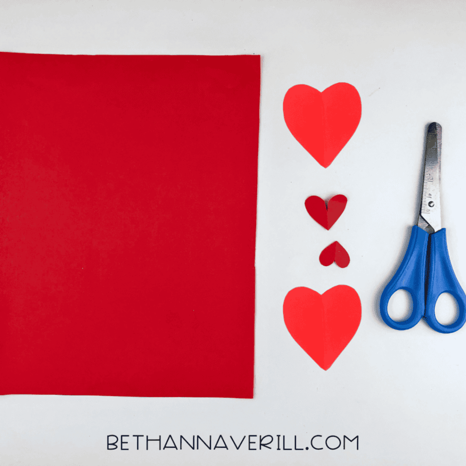 Red paper hearts cut out