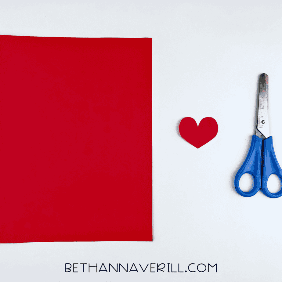 Small red paper heart cut out