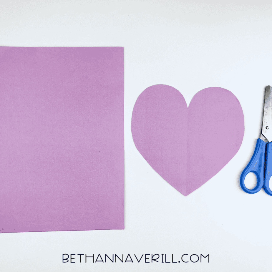 Light purple heart cut out for the shell