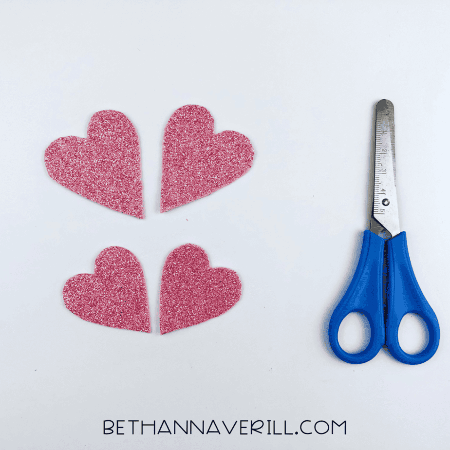 Sparkly pink hearts cut out