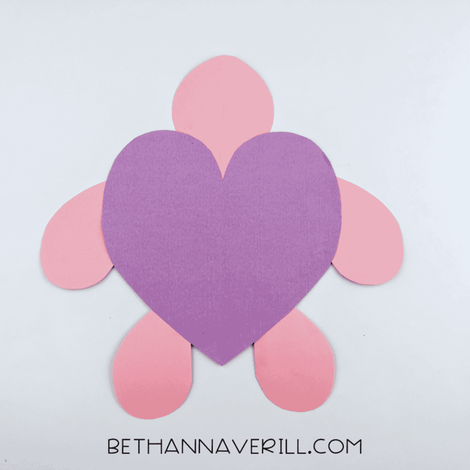 Head and legs glued to the heart shell