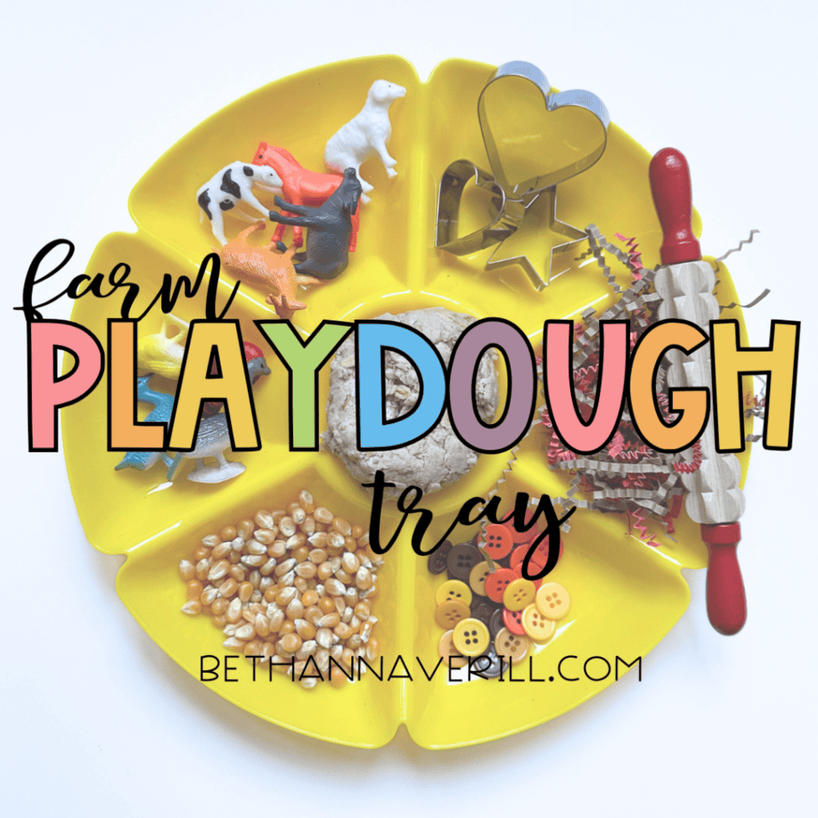 farm playdough tray