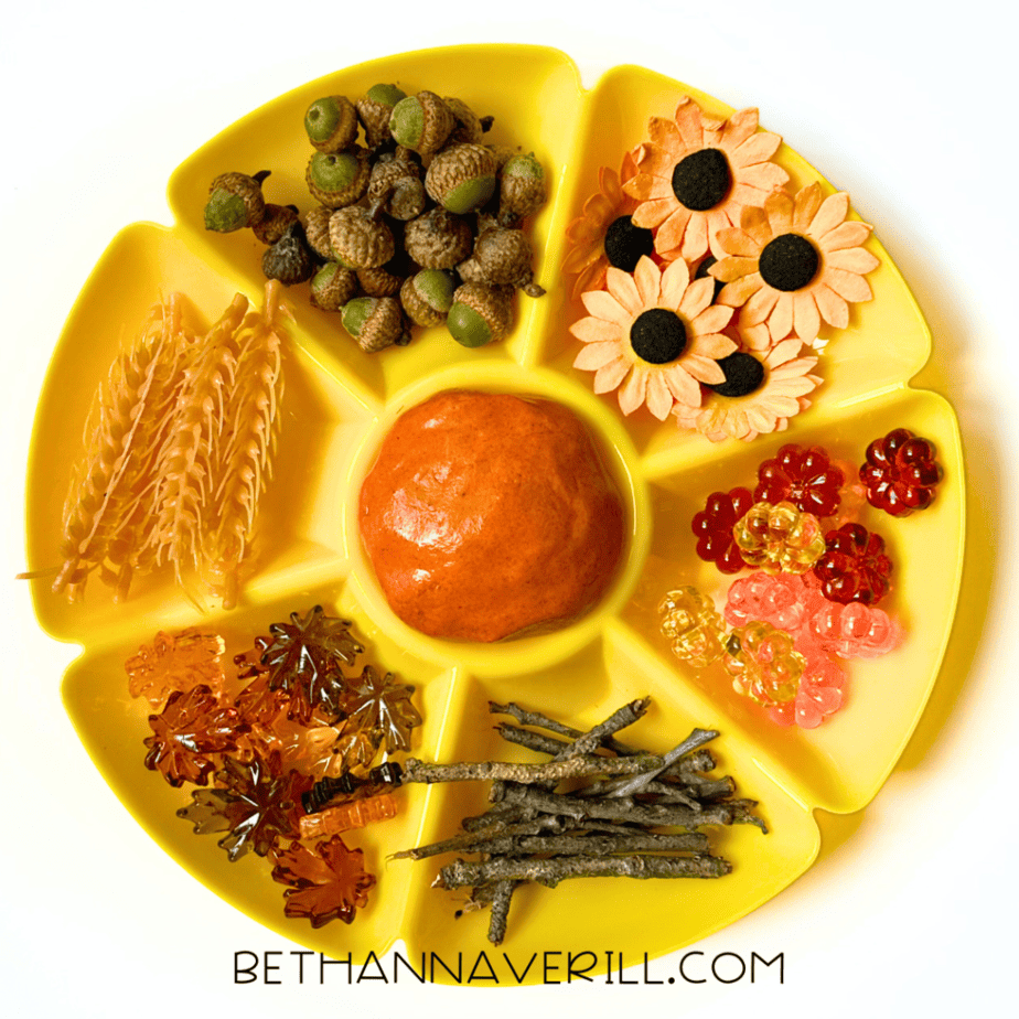 harvest playdough tray idea