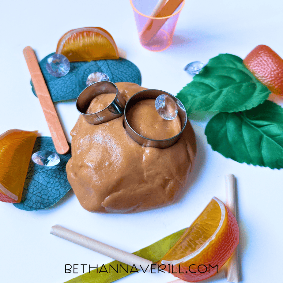 orange playdough tray